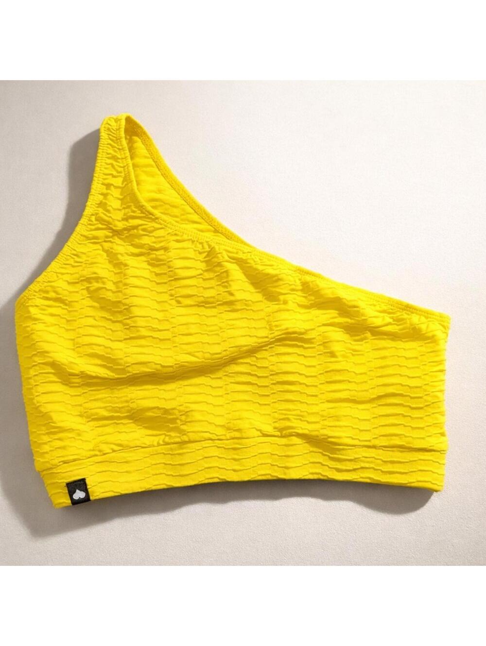 Booty by Brabants Original One Shoulder Sport Bra Top in Yellow OS
